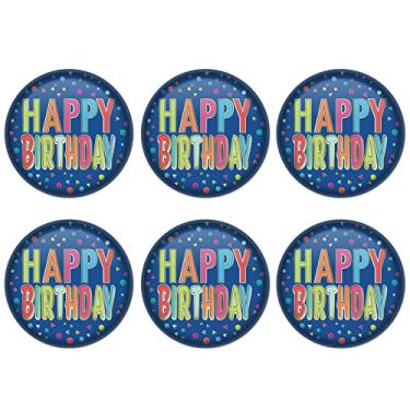 Imagem de Beistle 6 peças de alfinete de botão de alfinete de aniversário para suprimentos de lembrancinhas de festa, 5 cm, multicolorido