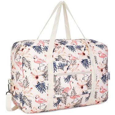 Imagem de Bolsa esportiva de viagem dobrável For Spirit Airlines bolsa de mão para viagem esportiva durante a noite para mulheres e meninas, 3112 Flamingo bege - 1 (com alça de ombro), Bolsa de mão