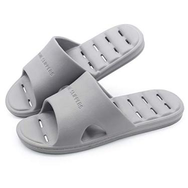 Imagem de Chinelo de chuveiro, chinelos antiderrapantes de secagem rápida, sandálias de casa de banho e piscina, chinelo interno para academia, sola macia, Cinza, 7-8 Women/6-7 Men