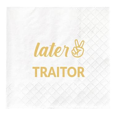 Imagem de Joyiou Guardanapos de coquetel Later Traitor, artigos de festa de escritório Going Away Last Day para decoração de presentes, pacote com 50 guardanapos de papel descartáveis para troca de trabalho/recolocação de festa, dobrados 11,4 x 11,4 cm, 2 camadas
