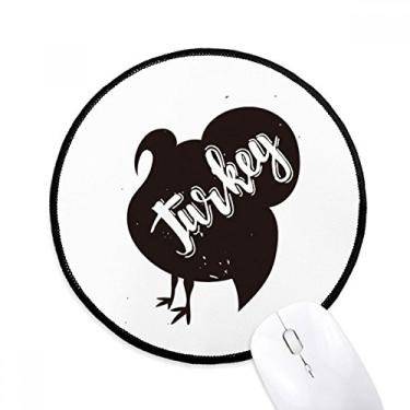 Imagem de DIYthinker Tapete de rato animal preto e branco peru desktop escritório tapete redondo para computador