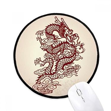 Imagem de DIYthinker Mouse pad retrato animal dragão chinês desktop escritório tapete redondo para computador