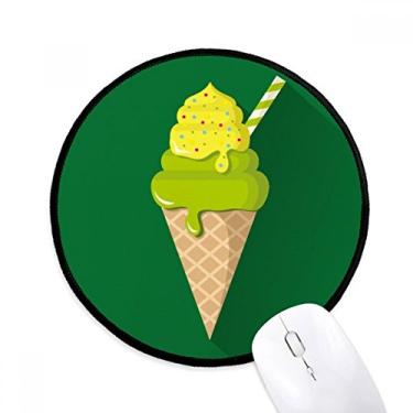 Imagem de Mouse pad verde Matcha sorvete cones picolés mesa escritório tapete redondo para computador