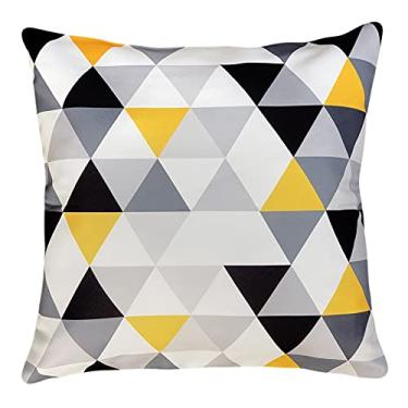 Imagem de Almofada Decorativa Já Cheia Geométricas Amarela Sarja 45x45cm (Triângulos)
