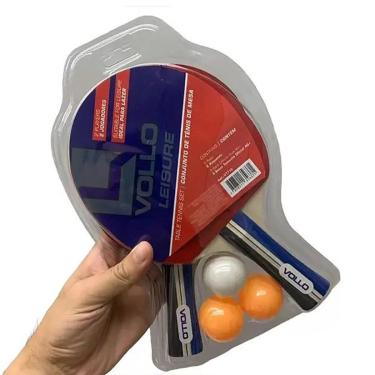 Imagem de Kit Tênis de Mesa 2 Raquetes e 3 Bolas Leisure Vollo