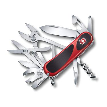 Imagem de Victorinox Canivete suíço Evolution S557 Grip, 21 funções, canivete de bolso suíço com lâmina grande, chave de fenda e descascador de fios - vermelho/preto