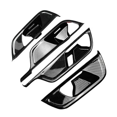Imagem de TOTMOX Conjunto com 4 peças de interruptor de elevação de janela estilo fibra de carbono para guarnição da tampa, interruptor de controle de elevação da janela do apoio de braço para automóvel, moldura de bisel, compatível com Mercedes-Benz Glb250 2020-2021