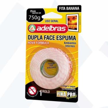 Imagem de Kit 5 Fita Banana Dupla Face C/ Espuma 12mm X 2M Adelbras