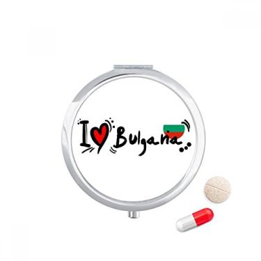 Imagem de Porta-comprimidos I Love Bulgana Bandeira da Palavra Love Heart Illustration Caixa de armazenamento de remédios Dispensador de recipiente