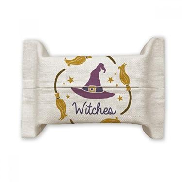 Imagem de Chapéu roxo estampa de desenho animado Halloween capa de papel lenço de algodão saco de linho