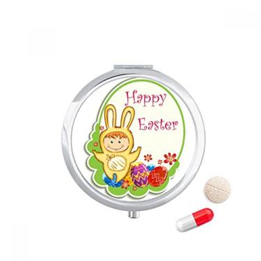 Imagem de Porta-comprimidos de cultivo de ovos infantil Coelhinho amarelo Happy Easter com bolso para remédios