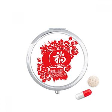 Imagem de Porta-comprimidos com padrão tradicional chinês Red Lantern caixa de armazenamento de remédios dispensador