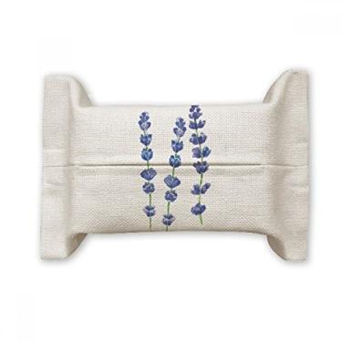 Imagem de Bolsa de linho de algodão com flor de lavanda azul