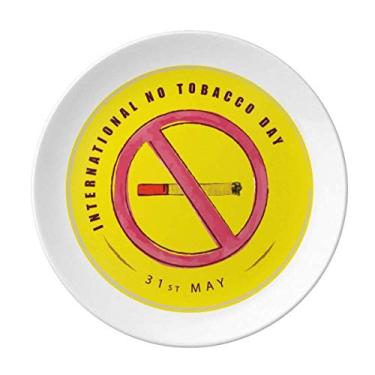 Imagem de Placa decorativa de porcelana Salver da Logo Stop Smoking Prato de jantar