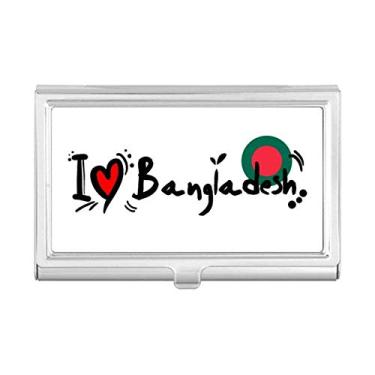 Imagem de Porta-cartões de visita I Love Bangladesh Bandeira de palavras Amor Ilustração Coração Caixa Carteira