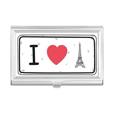 Imagem de Porta-cartões I Love Eiffel Tower com estampa de palavras e porta-cartões