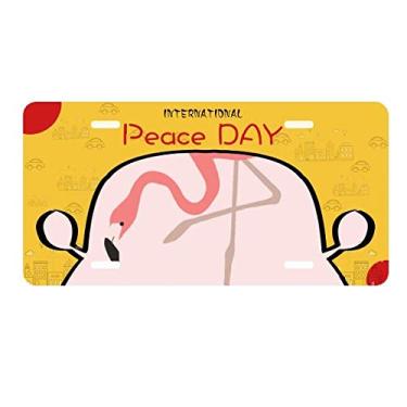 Imagem de DIYthinker Placa de licença com estampa de flamingo em pé, etiqueta para decoração de carro, dia da paz