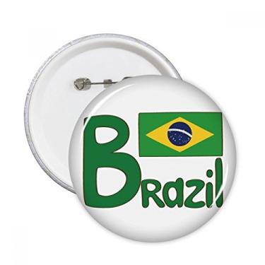 Imagem de Bandeira Nacional do Brasil, Padrão, Pinos Redondos, Botão, Decoração de Roupas 5 Peças Presente