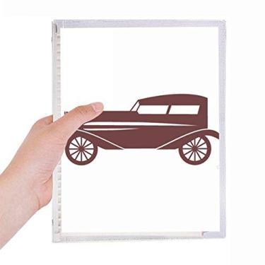 Imagem de Caderno geométrico marrom clássico com desenho de carros, diário de folhas soltas recarregável