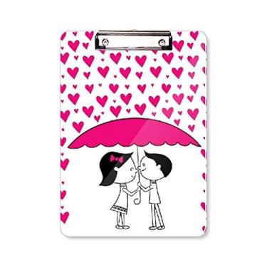 Imagem de Prancheta de Dia dos Namorados Kissing Couple Pasta Bloco de Escrita Placa de Apoio A4
