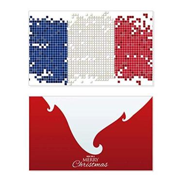 Imagem de França Simple Grid Bandeira Nacional Feriado Feliz Natal Cartão de parabéns Mensagem de Natal