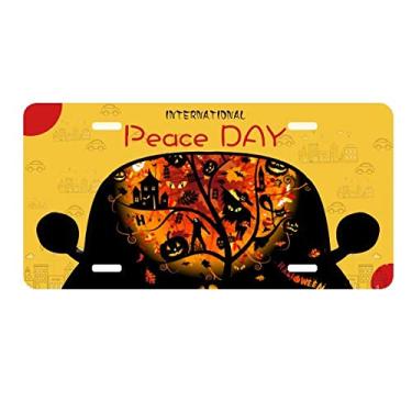 Imagem de DIYthinker Placa de carro com estampa de árvore de desenho de Halloween para decoração de carro Dia da Paz