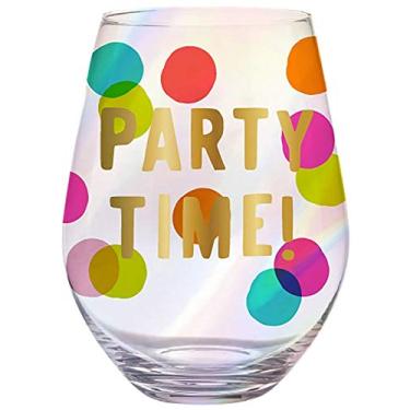 Imagem de Slant Collections Copo de vinho jumbo comporta uma garrafa inteira de vinho extra grande copo de vinho sem haste, 850 g, Party Time