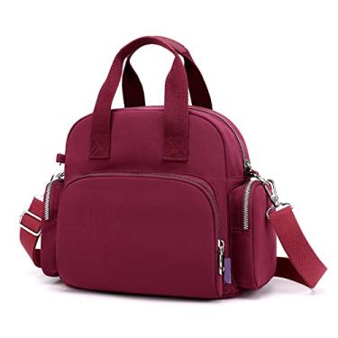 Imagem de Dressnu Bolsa de ombro casual feminina de ombro único, bolsa esportiva multiuso, Vinho tinto, 32cm * 14cm * 25cm