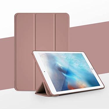 Imagem de Capa para tablet Compatível com iPad Air1/2 de 9,7 polegadas 2017/2018 Estojo fino protetor traseiro rígido com capa protetora inteligente, capa folio leve com três dobras e ativação/descanso automáti