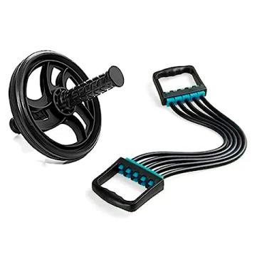 Imagem de Kit Roda Abdominal Funcional + Elástico Extensor Ajustável