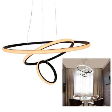 Imagem de Lustre Pendente Luminaria 3 Em 1 Arcos Aneis Perfil Led Infinito Luxo Decoraçao Casa Sa...