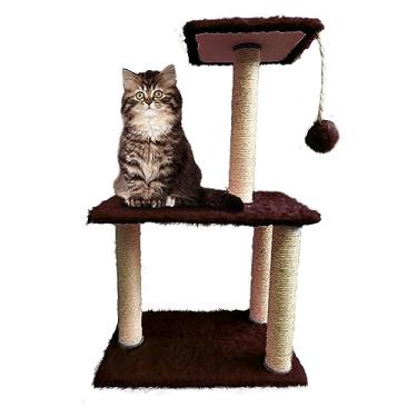 Imagem de Arranhador Para Gatos 3 Bases Com Bolinha Brinquedo (Marrom)