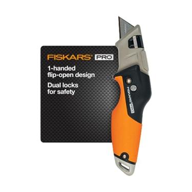 Imagem de Estilete dobrável Fiskars Pro, com lâmina CarbonMax, laranja/preto