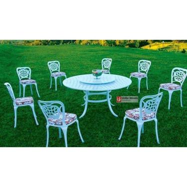 Imagem de Conjunto de Mesa Para Jardim Firenze Com Mesa 1,50 m e 8 Cadeiras em Alumínio Fundido