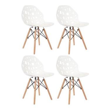 Imagem de Kit 4 Cadeiras Eames Akron Wood Design Pés Madeira Jantar - Gardenlife