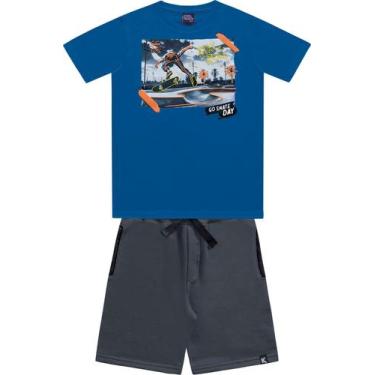 Imagem de Conjunto Infantil Masculino De Camiseta E Bermuda Moletinho - Kiko Bab