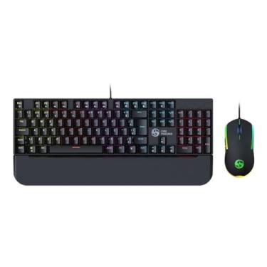 Imagem de Kit Teclado Mouse Mecânico Abnt2 Gamer Led Rgb Iluminado PRETO