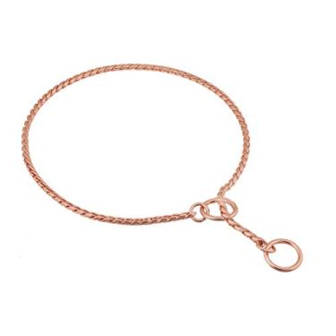 Imagem de Coleira de metal para exibição de cães Alvalley – Coleira deslizante para animais de estimação – Coleira de corrente de engasgador de cobra de latão fino – Ajustável para cães de brinquedo, pequeno, médio, grande e extra grande (ouro rosa, 71 cm, 5,5 mm de espessura)