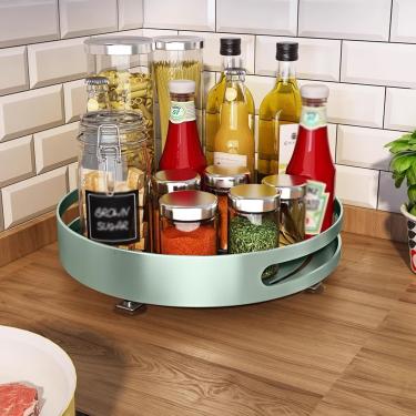 Imagem de Prateleira giratória para temperos, Prateleira para temperos Lazy Susan, Prateleira para temperos redonda, Mesa giratória Antiderrapante Lazy Susan - Organizador para armário, despensa, banh