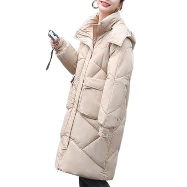 Imagem de JYHBHMZG Parkas sólidas para mulheres, outono, inverno, jaqueta com zíper, casual, manga comprida, casaco com capuz, Gengibre, P