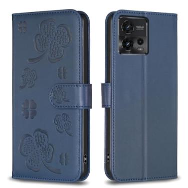 Imagem de Capa carteira para Motorola Moto G72 com 3 cartões e 1 compartimento para dinheiro, capa de telefone flip de couro PU à prova de choque compatível com Moto G72 4G 6,6 polegadas (azul)