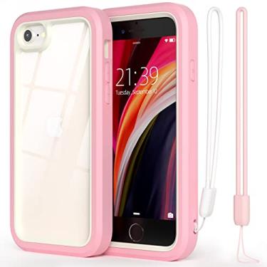 Imagem de WXR Capa para iPhone SE 2022/2020, capa para iPhone 8/7/6S/6, amortecedor de silicone macio e parte traseira e interna de policarbonato rígido cristalino, capa 3 em 1 resistente à queda para iPhone SE 3ª/2ª 4,7 polegadas (branco + rosa)