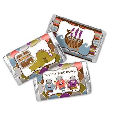 Imagem de Amanda Creation Calling All Vikings Viking Themed Birthday Party Mini Chocolate Candy Bar Adesivos, 45 3,6 cm x 6,6 cm, ótimo para lembrancinhas de festa