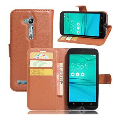 Imagem de Capa carteira ASUS Zenfone Go/ZB500KL, capa carteira flip de couro PU premium com compartimento para cartão, suporte e fecho magnético [capa interior à prova de choque de TPU] Compatível com ASUS