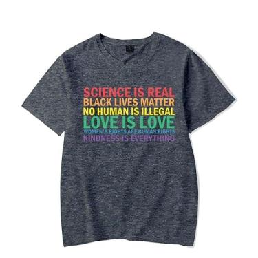 Imagem de Camiseta feminina Science is Real Rights Women's Rights Kindness Shirt Pride Shirt Women, Cinza, 4G