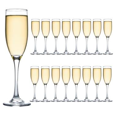 Imagem de UMEIED 16 peças de taças de champanhe clássicas de 170 g, taças de champanhe cristalinas elegantes para casamento, aniversário, Natal