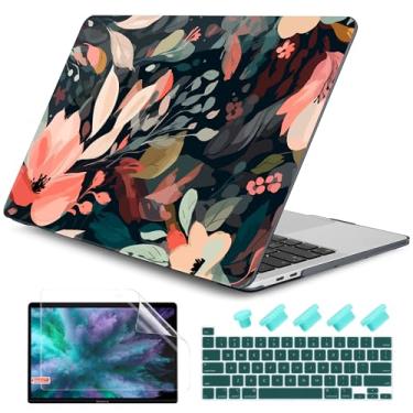 Imagem de DONGKE Compatível com MacBook Pro 13 polegadas 2024 2023-2020 versão A2338 M2/M1 A2251 A2289 com tela retina e Touch ID, capa rígida de plástico, capa de teclado e película de tela - flores pintadas