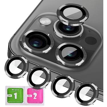 Imagem de KONVOK [2 conjuntos compatíveis com iPhone 14 e iPhone 14 Plus protetor de lente de câmera, protetor de tela transparente de vidro temperado, acessórios de anel de metal, compatível com capas (preto)