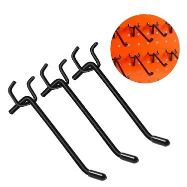 Imagem de 60 peças de ganchos pretos de pegboard, gancho de parede para quadro de pegboard, gancho resistente para prateleiras, cabem em 6 cm, organizador de ganchos de exibição de metal para pendurar em placa de pegboard para parede, loja de cozinha (15 cm - pacote com 60 unidades)