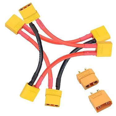 Imagem de LINSYRC 1 par de plugue macho XT90 fêmea e 2 peças conector série XT90 1 - adaptador fêmea 2 machos com cabo de silicone 10 AWG 10 AWG para bateria RC helicóptero quadricóptero